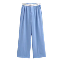 Thumbnail for Light blue pants with a white waistband on a white background