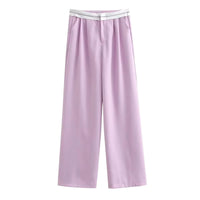 Thumbnail for Light purple pants with a white waistband on a white background