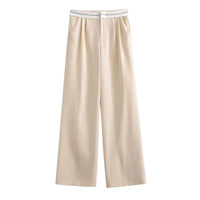 Thumbnail for Beige wide-leg pants on a white background