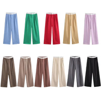 Thumbnail for Women's Flip Waist Pants Casual High Waist Female Trousers, Drestiny, Casual Pants, Trousers, XS, S, M, L, United States, USA, Canada, Australia, New Zealand, United Kingdom, UK, Red, Reddish Brown, Brown, Green, Light Blue, Golden, Lavender, Black, Grey, Beige, Khaki, Foldover waist pants, flip waist pants, Y2K pants, shopdrestiny.com