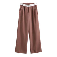 Thumbnail for Brown pants with a white waistband on a white background