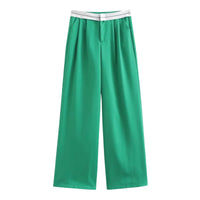 Thumbnail for Green pants with a white waistband on a white background