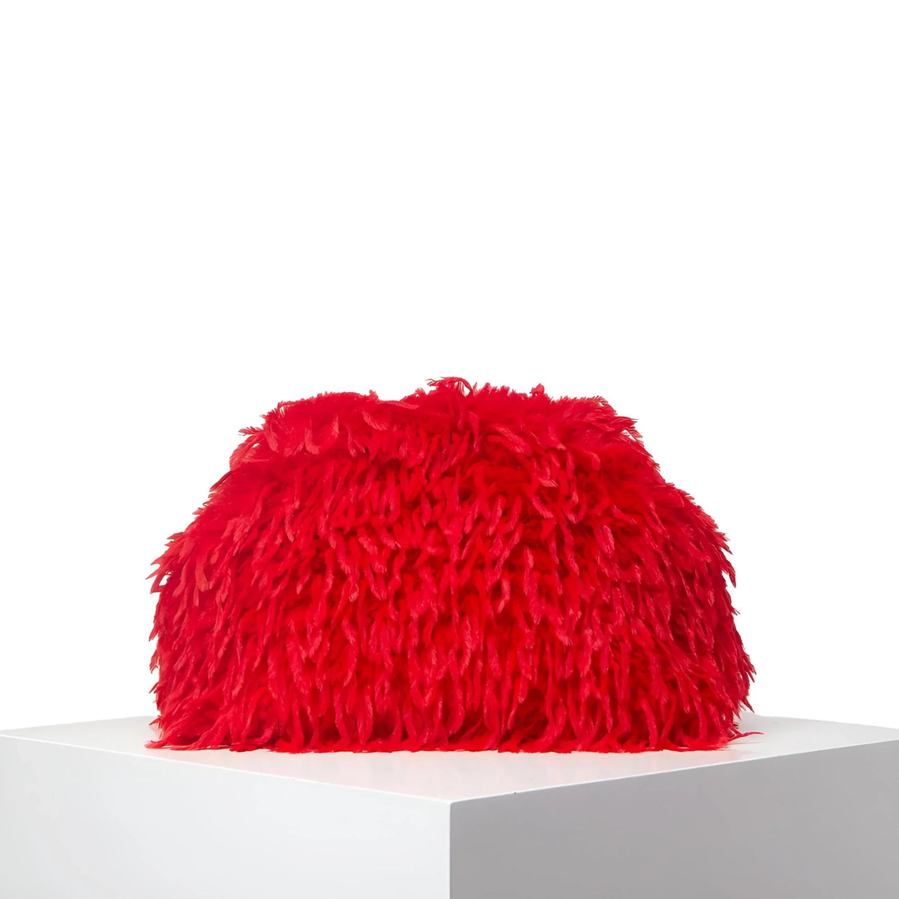 Red feathered chair on a white background