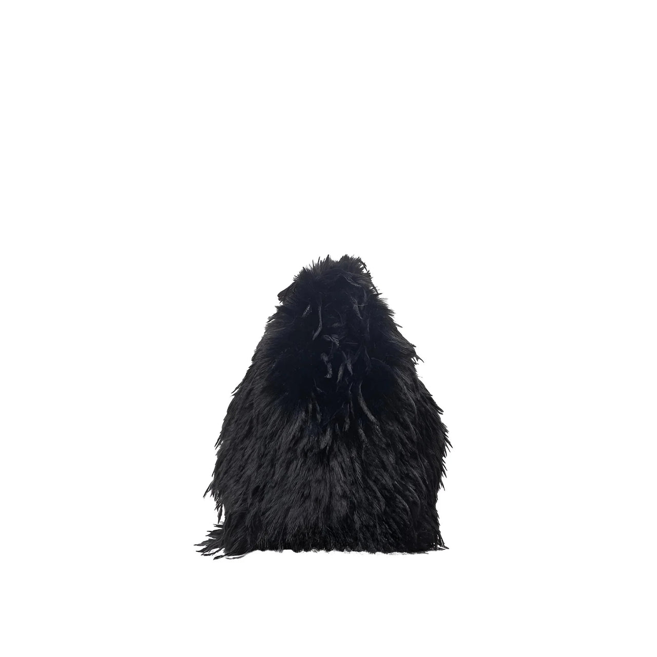 Black fluffy pillow on a white background