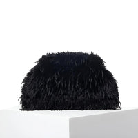 Thumbnail for Black feathered clutch bag on a white background