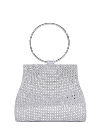 Thumbnail for Silver handbag with a circular handle on a white background