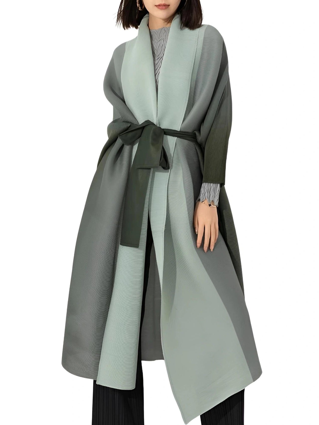 Women's Gradient Pleated Jacket Bat Sleeve Scarf Collar Long Jacket Female Fashion Clothing -, Jackets , Drestiny , Australia, Black, Blue, Brown, Burgundy, Coffee, Dark Brown, Dark Green, Dark Grey, Dark Red, Gold, Green, Jackets, Light Blue, Light Brown, Light Purple, Long Sleeves, New Zealand, Orange, Pink, Purple, United Kingdom, United States, Violet Red, Yellow , Drestiny , www.shopdrestiny.com