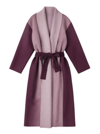 Thumbnail for Two-tone purple coat with a belt on a white background