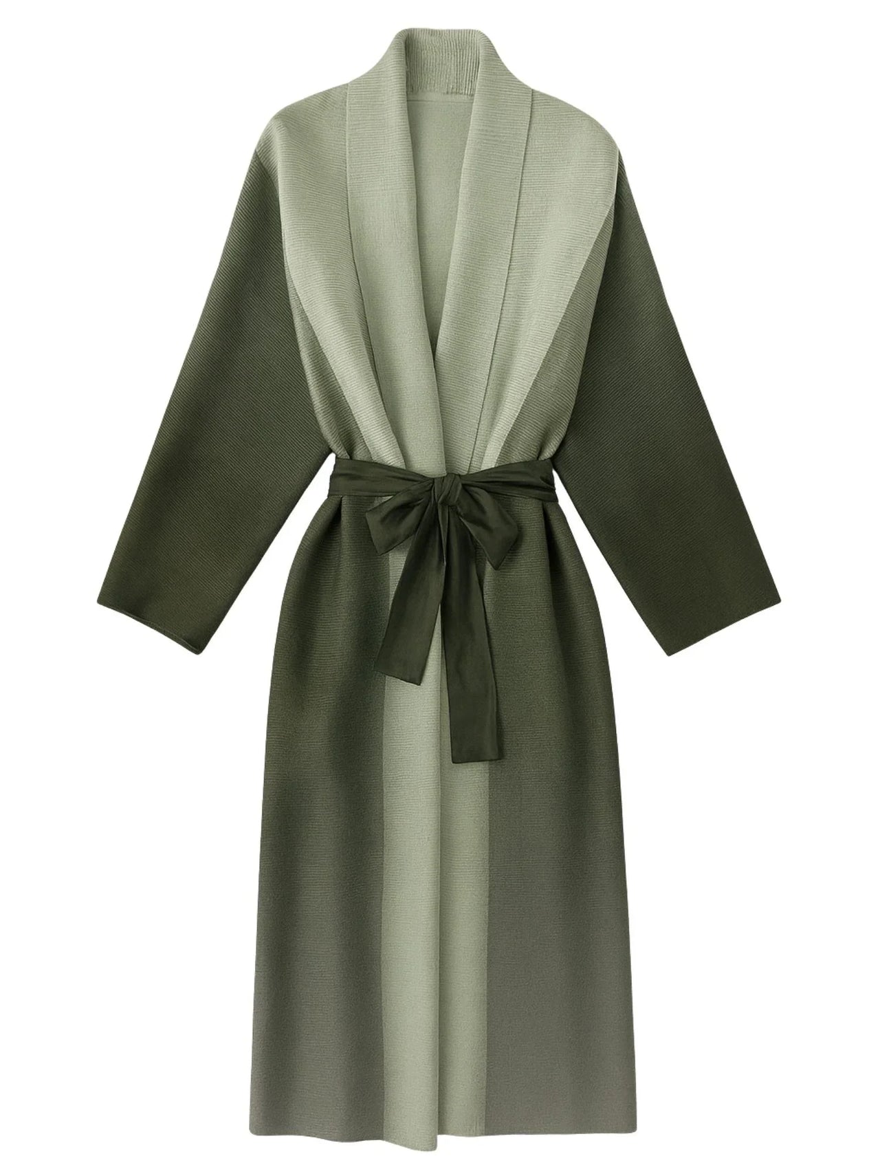 Green jacket with a belt on a white background