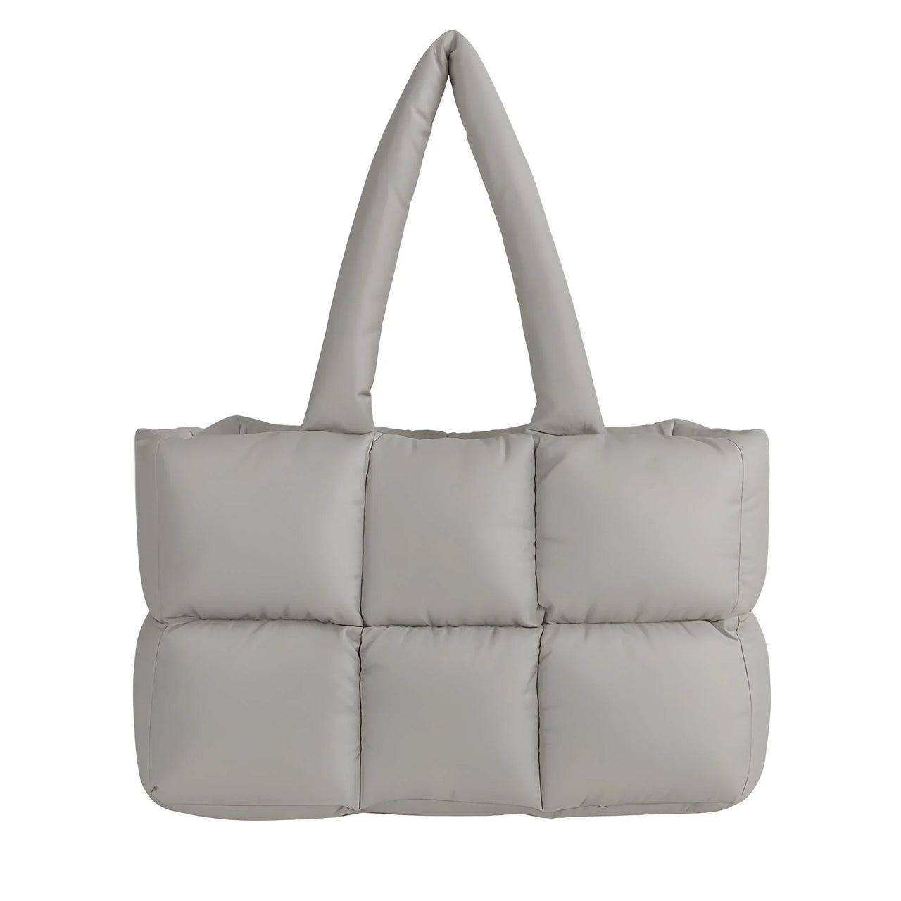 Gray puffer bag on a white background