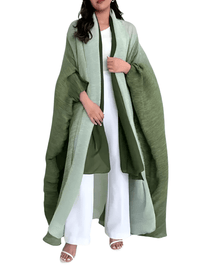 Thumbnail for Women's Gradient Pleated Jacket Bat Sleeve Scarf Collar Long Jacket Female Fashion Clothing -, Jackets , Drestiny , Australia, Black, Blue, Brown, Burgundy, Coffee, Dark Brown, Dark Green, Dark Grey, Dark Red, Gold, Green, Jackets, Light Blue, Light Brown, Light Purple, Long Sleeves, New Zealand, Orange, Pink, Purple, United Kingdom, United States, Violet Red, Yellow , Drestiny , www.shopdrestiny.com