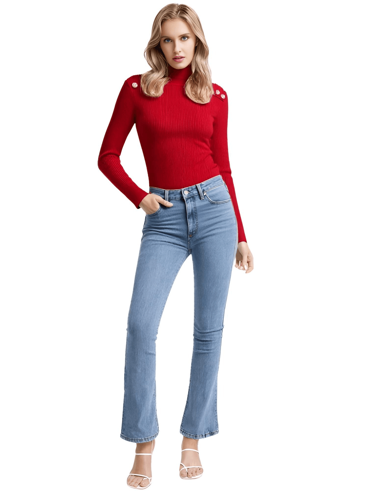 Women's High-End Turtleneck With Gold Buttons - In 7 Colors! -, Turtleneck Sweater , Drestiny , Australia, Black, Blue, Canada, Casual Shirts, Dark Olive Green, Deep Pink, Dress Shirts, FR, L, M, New Zealand, Pink, Pullovers, Red, S, Turtlenecks, United Kingdom, United States, White, XL , Drestiny , www.shopdrestiny.com