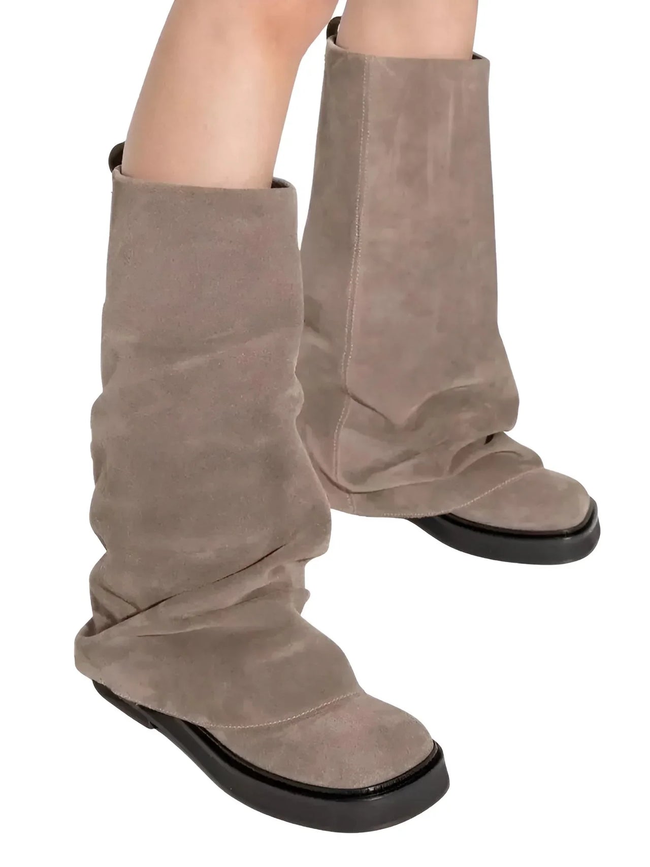 Women's High-Fashion Slouch Boots Real Leather Chunky Sole Boots For Women, Drestiny, Knee Highs, Ankle Boots, Dark Brown, Brown, Black, Off White, 5, 6, 7, 8, 9, 10, 11, 12, United States, USA, Canada, Australia, New Zealand, United Kingdom, UK, Slouch boots women's, knee high slouch boots, Suede slouch boots, Women's slouch boots, brown slouch boots, Slouchy knee high boots, shopdrestiny.com