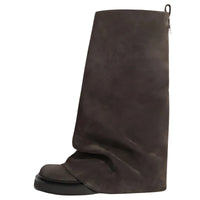 Thumbnail for Dark brown knee-high slouch boot on a white background