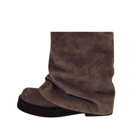 Thumbnail for Women's High-Fashion Slouch Boots Real Leather Chunky Sole Boots For Women, Drestiny, Knee Highs, Ankle Boots, Dark Brown, Brown, Black, Off White, 5, 6, 7, 8, 9, 10, 11, 12, United States, USA, Canada, Australia, New Zealand, United Kingdom, UK, Slouch boots women's, knee high slouch boots, Suede slouch boots, Women's slouch boots, brown ankle slouch boots, Slouchy knee high boots, shopdrestiny.com