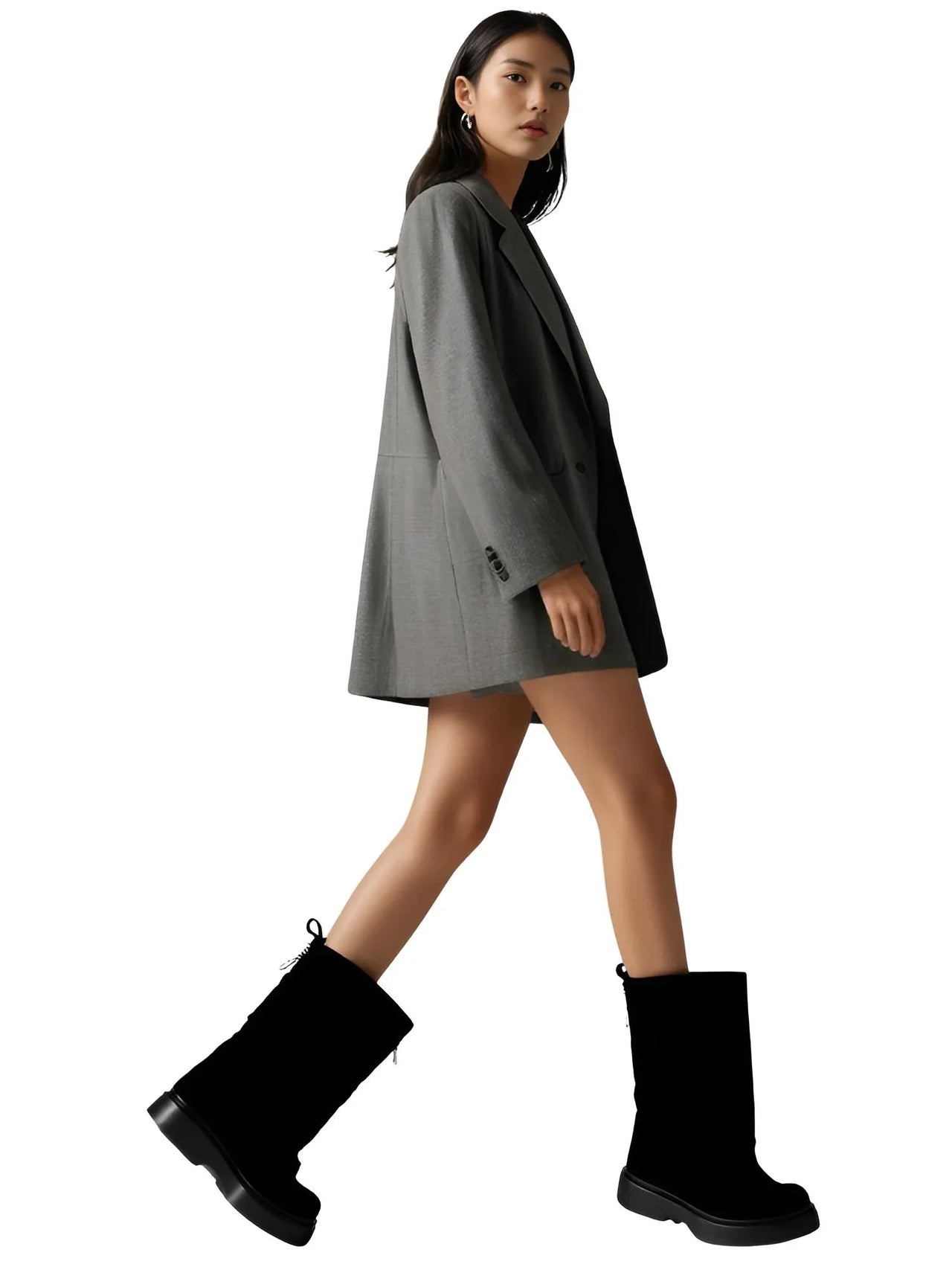 Women's High-Fashion Slouch Boots Real Leather Chunky Sole Boots For Women, Drestiny, Knee Highs, Ankle Boots, Dark Brown, Brown, Black, Off White, 5, 6, 7, 8, 9, 10, 11, 12, United States, USA, Canada, Australia, New Zealand, United Kingdom, UK, Slouch boots women's, knee high slouch boots, Suede slouch boots, Women's slouch boots, black suede slouch boots, Slouchy knee high boots, shopdrestiny.com