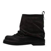 Thumbnail for Black suede ankle slouch boot on white background