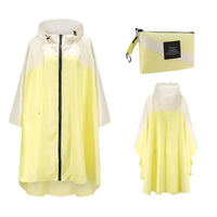 Thumbnail for Yellow raincoat with white hood and a matching pouch on a white background