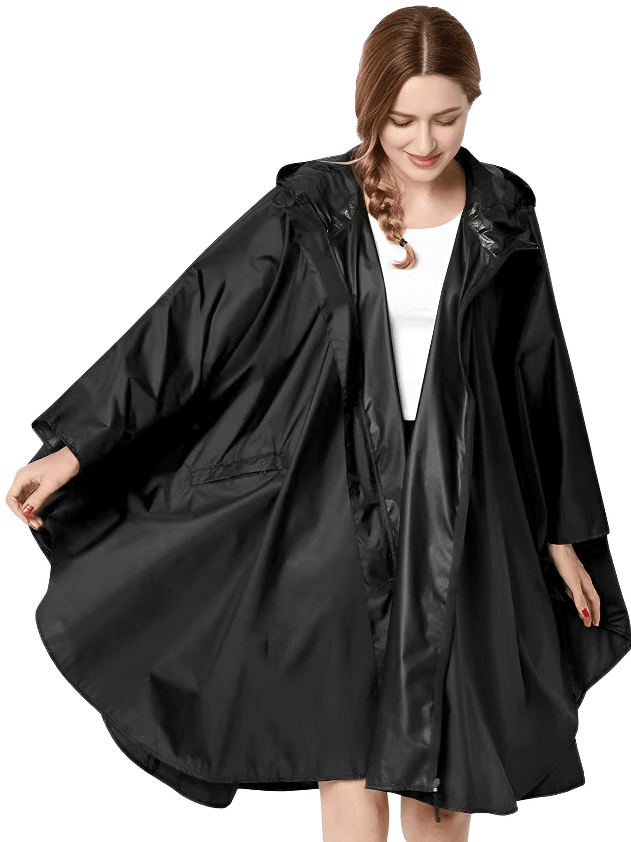 Women's Hooded Raincoat Waterproof Poncho -, Coats & Jackets , Drestiny , Australia, Beige, Black, Blue, Dark Blue, FR, Green, Light Brown, Navy, New Zealand, Off White, Pale Green, Pink, Ponchos, Raincoats, Deep Pink, Tan, United Kingdom, United States, White, Yellow , Drestiny , www.shopdrestiny.com