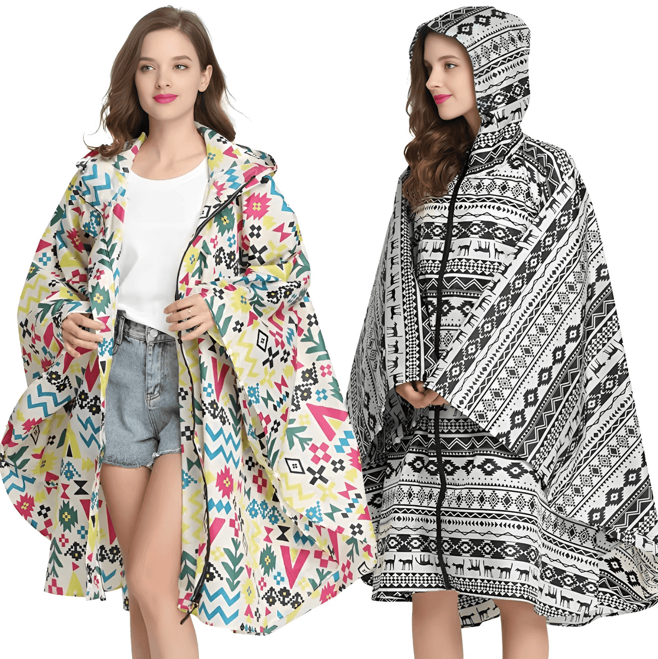 Women's Hooded Raincoat Waterproof Poncho -, Coats & Jackets , Drestiny , Australia, Beige, Black, Blue, Dark Blue, FR, Green, Light Brown, Navy, New Zealand, Off White, Pale Green, Pink, Ponchos, Raincoats, Deep Pink, Tan, United Kingdom, United States, White, Yellow , Drestiny , www.shopdrestiny.com