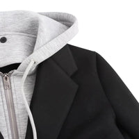 Thumbnail for Gray hoodie with white zipper and black jacket on a white background
