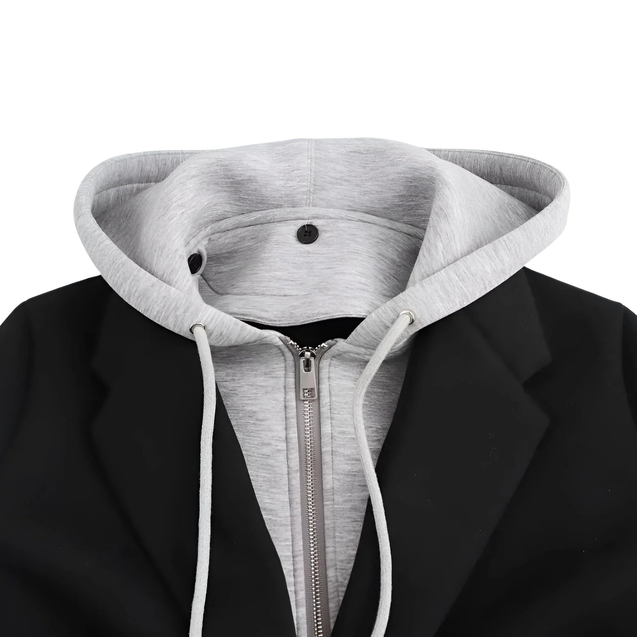 Black hoodie with gray hood on a white background