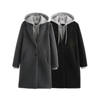 Thumbnail for Women's Hoodie Blazer Coat, Drestiny, Coats, Hoodies, Blazers, Dark Grey, Black, XS, S, M, L, United States, USA, Canada, Australia, New Zealand, United Kingdom, UK, hooded blazer, blazer with hood, blazer hoodie, hooded jacket women's, casual blazer with hood, shopdrestiny.com