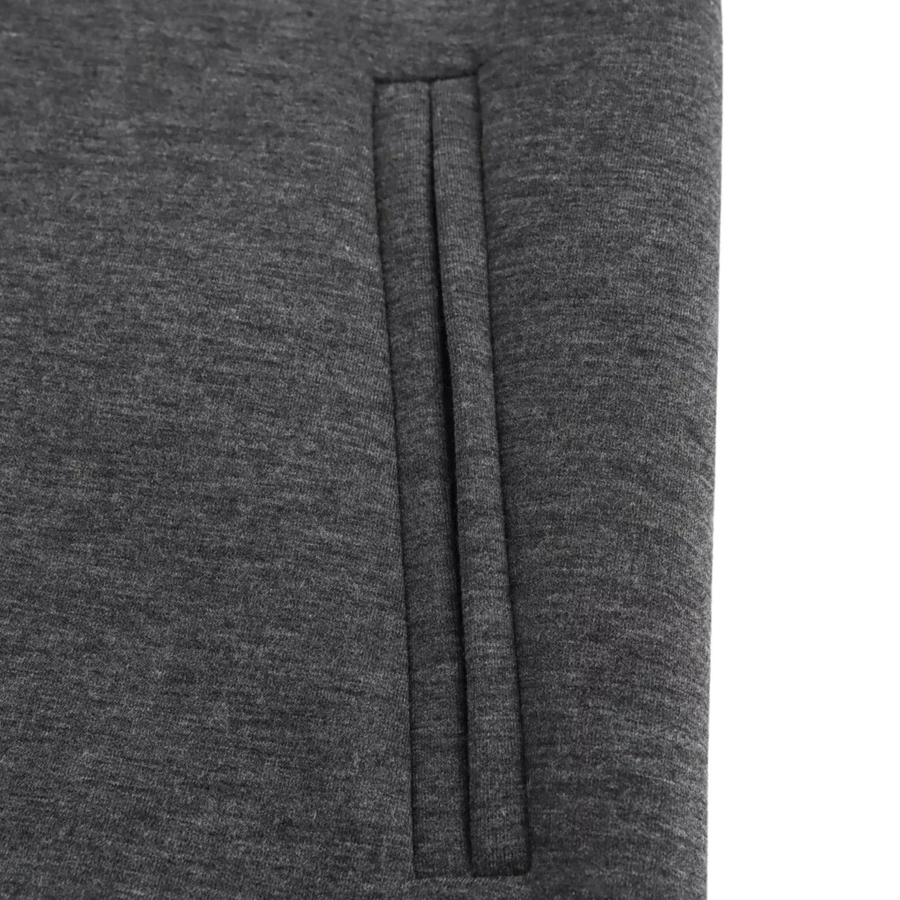 Close-up of dark gray fabric with a seam detail