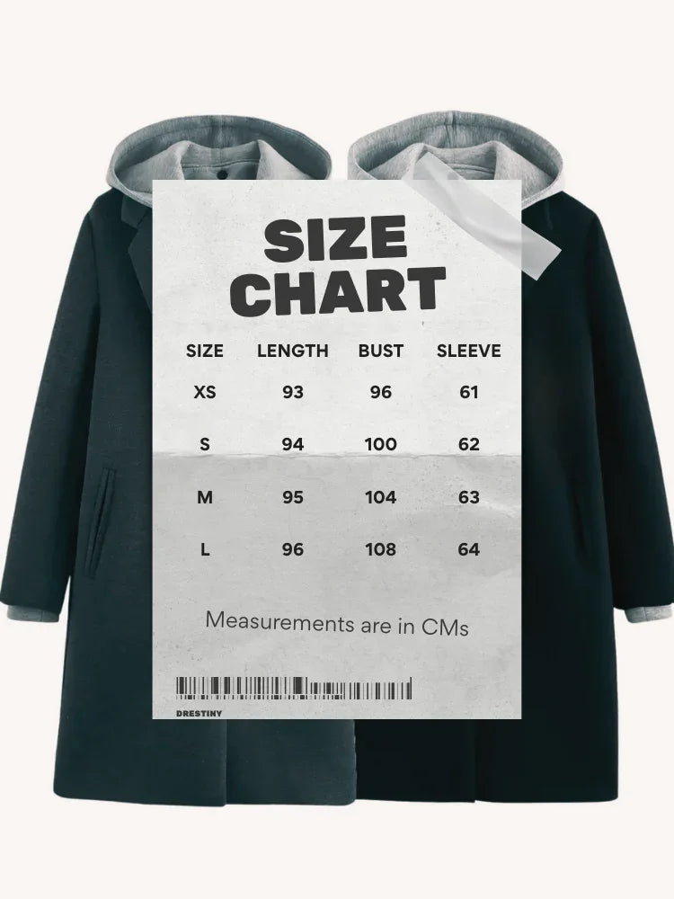 Women's Hoodie Blazer Coat, Drestiny, Coats, Hoodies, Blazers, Dark Grey, Black, XS, S, M, L, United States, USA, Canada, Australia, New Zealand, United Kingdom, UK, hooded blazer, blazer with hood, blazer hoodie, hooded jacket women's, casual blazer with hood, shopdrestiny.com