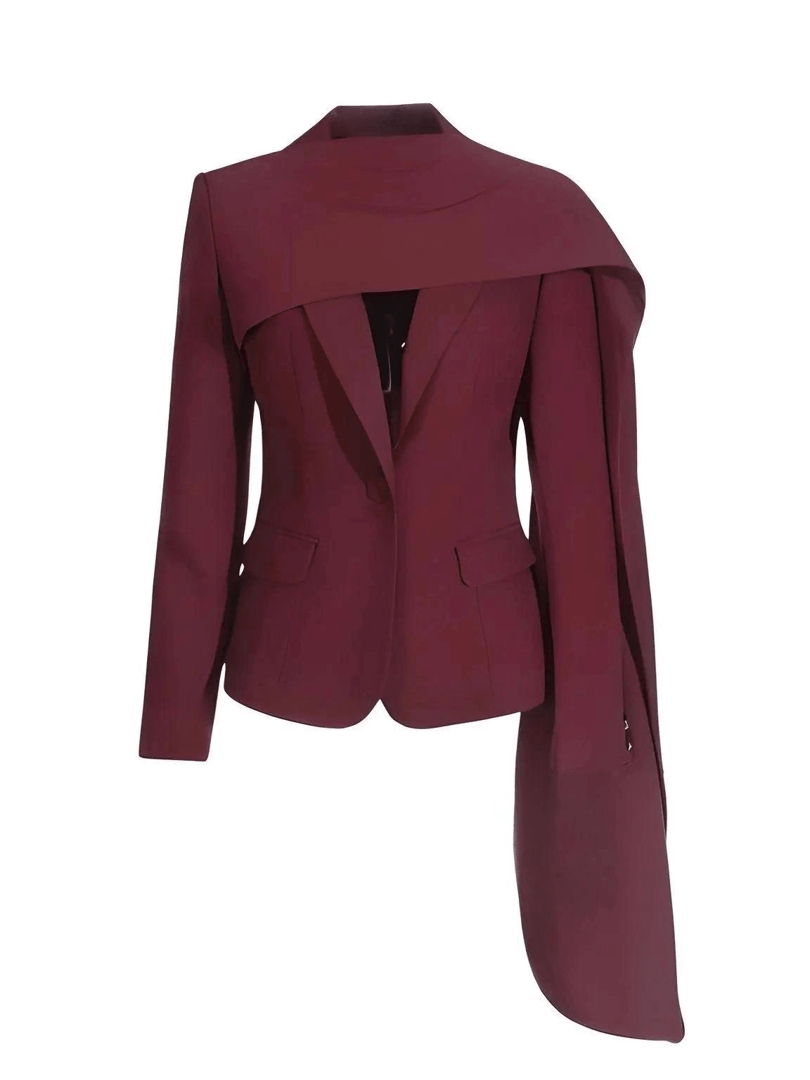 Women's Jackets With Scarf Collar Long Sleeve Spliced Pocket Designer Coats Female Fashion Style, Drestiny, United States, USA, Jackets, Canada, Australia, New Zealand, United Kingdom, UK, Wine Red, S, M, L, XL, Dark Red, Scarves, Coats With Scarf, scarf collar jacket women's, jacket with scarf collar, women's jacket with attached scarf, scarf jacket women, ladies jacket with scarf neck, 4, 6, 8, 10, 12, shopdrestiny.com