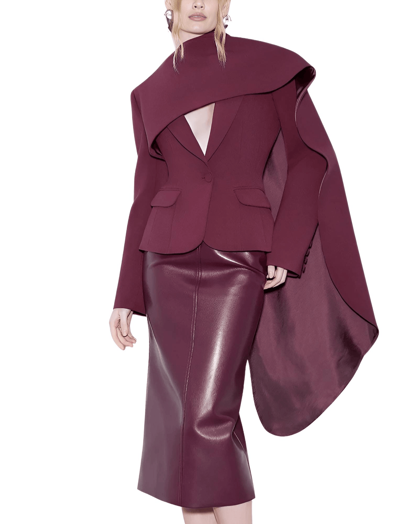 Women's Jackets With Scarf Collar Long Sleeve Spliced Pocket Designer Coats Female Fashion Style, Drestiny, United States, USA, Jackets, Canada, Australia, New Zealand, United Kingdom, UK, Wine Red, S, M, L, XL, Dark Red, Scarves, Coats With Scarf, scarf collar jacket women's, jacket with scarf collar, women's jacket with attached scarf, scarf jacket women, ladies jacket with scarf neck, 4, 6, 8, 10, 12, shopdrestiny.com