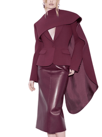 Thumbnail for Women's Jackets With Scarf Collar Long Sleeve Spliced Pocket Designer Coats Female Fashion Style, Drestiny, United States, USA, Jackets, Canada, Australia, New Zealand, United Kingdom, UK, Wine Red, S, M, L, XL, Dark Red, Scarves, Coats With Scarf, scarf collar jacket women's, jacket with scarf collar, women's jacket with attached scarf, scarf jacket women, ladies jacket with scarf neck, 4, 6, 8, 10, 12, shopdrestiny.com