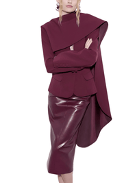 Thumbnail for Women's Jackets With Scarf Collar Long Sleeve Spliced Pocket Designer Coats Female Fashion Style, Drestiny, United States, USA, Jackets, Canada, Australia, New Zealand, United Kingdom, UK, Wine Red, S, M, L, XL, Dark Red, Scarves, Coats With Scarf, scarf collar jacket women's, jacket with scarf collar, women's jacket with attached scarf, scarf jacket women, ladies jacket with scarf neck, 4, 6, 8, 10, 12, shopdrestiny.com