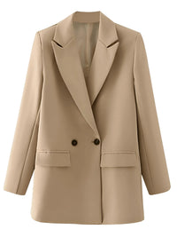 Thumbnail for Khaki blazer with double-breasted design on a white background