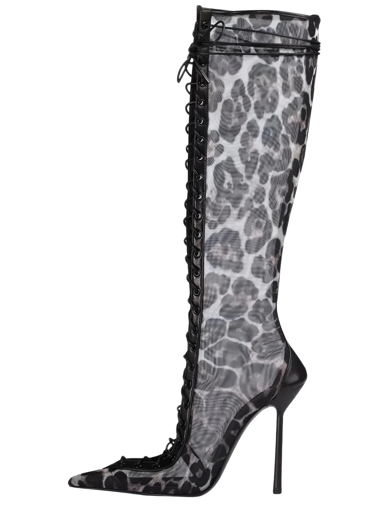 Women's Lace-Up Stiletto Boot Collection Side Zipper Slimming High Heels Sexy Knee Length Women's Boots, Drestiny, Ankle Boots, Knee-High Boots, Heels, High Heels, Stilettos, United States, USA, Canada, Australia, New Zealand, United Kingdom, UK, 6.5, 7.5, 8.5, 9, 9.5, 10, 10.5, 12, Black, Leopard Print, Brown, Cowboy Denim Blue, Cherry Red, Lipstick Red, Dark Brown, Red, women's lace-up stiletto boots, high heel lace-up boots, black lace-up stilettos, sexy ankle boots with laces, shopdrestiny.com