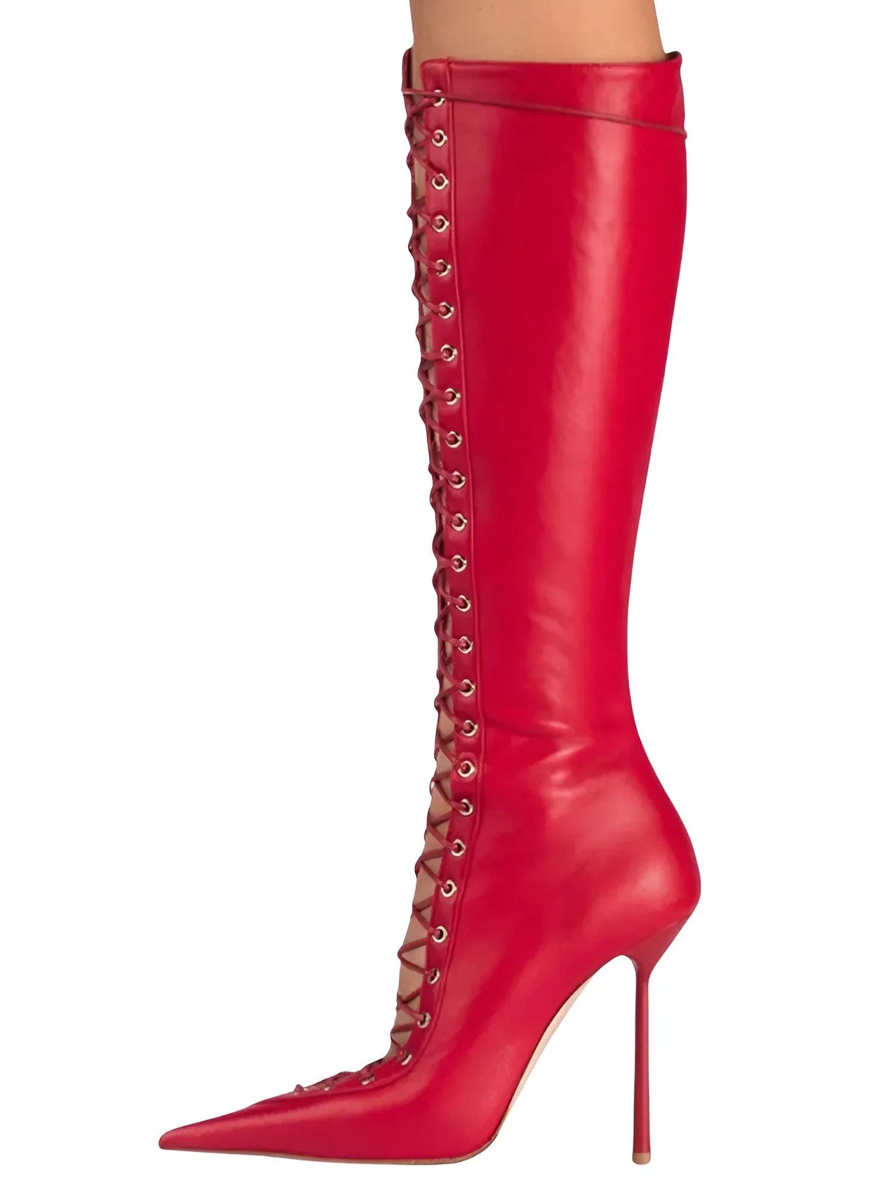 Women's Lace-Up Stiletto Boot Collection Side Zipper Slimming High Heels Sexy Knee Length Women's Boots, Drestiny, Ankle Boots, Knee-High Boots, Heels, High Heels, Stilettos, United States, USA, Canada, Australia, New Zealand, United Kingdom, UK, 6.5, 7.5, 8.5, 9, 9.5, 10, 10.5, 12, Black, Leopard Print, Brown, Cowboy Denim Blue, Cherry Red, Lipstick Red, Dark Brown, Red, women's lace-up stiletto boots, high heel lace-up boots, black lace-up stilettos, sexy ankle boots with laces, shopdrestiny.com