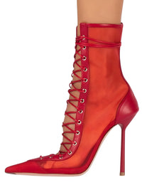 Thumbnail for Women's Lace-Up Stiletto Boot Collection Side Zipper Slimming High Heels Sexy Knee Length Women's Boots, Drestiny, Ankle Boots, Knee-High Boots, Heels, High Heels, Stilettos, United States, USA, Canada, Australia, New Zealand, United Kingdom, UK, 6.5, 7.5, 8.5, 9, 9.5, 10, 10.5, 12, Black, Leopard Print, Brown, Cowboy Denim Blue, Cherry Red, Lipstick Red, Dark Brown, Red, women's lace-up stiletto boots, high heel lace-up boots, black lace-up stilettos, sexy ankle boots with laces, shopdrestiny.com