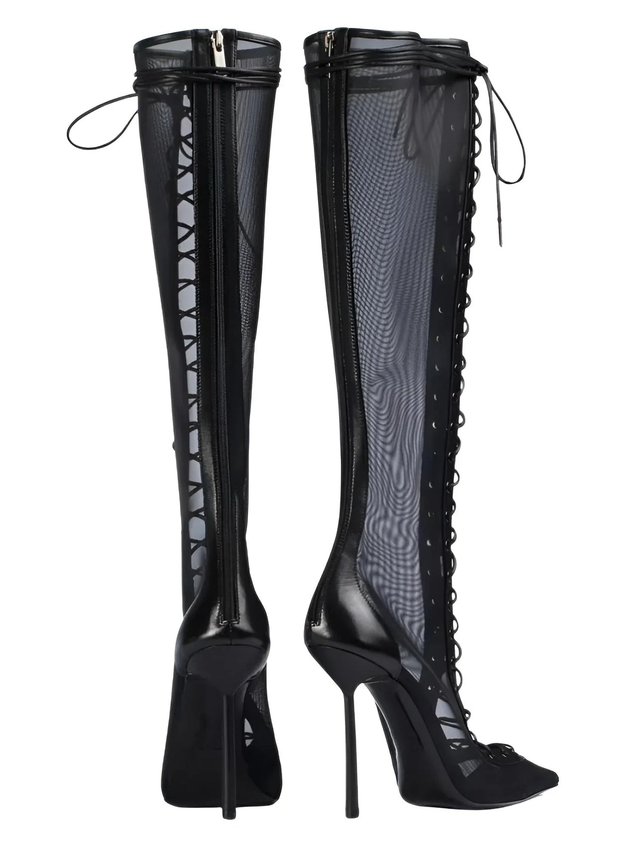 Women's Lace-Up Stiletto Boot Collection Side Zipper Slimming High Heels Sexy Knee Length Women's Boots, Drestiny, Ankle Boots, Knee-High Boots, Heels, High Heels, Stilettos, United States, USA, Canada, Australia, New Zealand, United Kingdom, UK, 6.5, 7.5, 8.5, 9, 9.5, 10, 10.5, 12, Black, Leopard Print, Brown, Cowboy Denim Blue, Cherry Red, Lipstick Red, Dark Brown, Red, women's lace-up stiletto boots, high heel lace-up boots, black lace-up stilettos, sexy ankle boots with laces, shopdrestiny.com