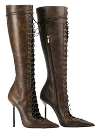 Thumbnail for Women's Lace-Up Stiletto Boot Collection Side Zipper Slimming High Heels Sexy Knee Length Women's Boots, Drestiny, Ankle Boots, Knee-High Boots, Heels, High Heels, Stilettos, United States, USA, Canada, Australia, New Zealand, United Kingdom, UK, 6.5, 7.5, 8.5, 9, 9.5, 10, 10.5, 12, Black, Leopard Print, Brown, Cowboy Denim Blue, Cherry Red, Lipstick Red, Dark Brown, Red, women's lace-up stiletto boots, high heel lace-up boots, black lace-up stilettos, sexy ankle boots with laces, shopdrestiny.com