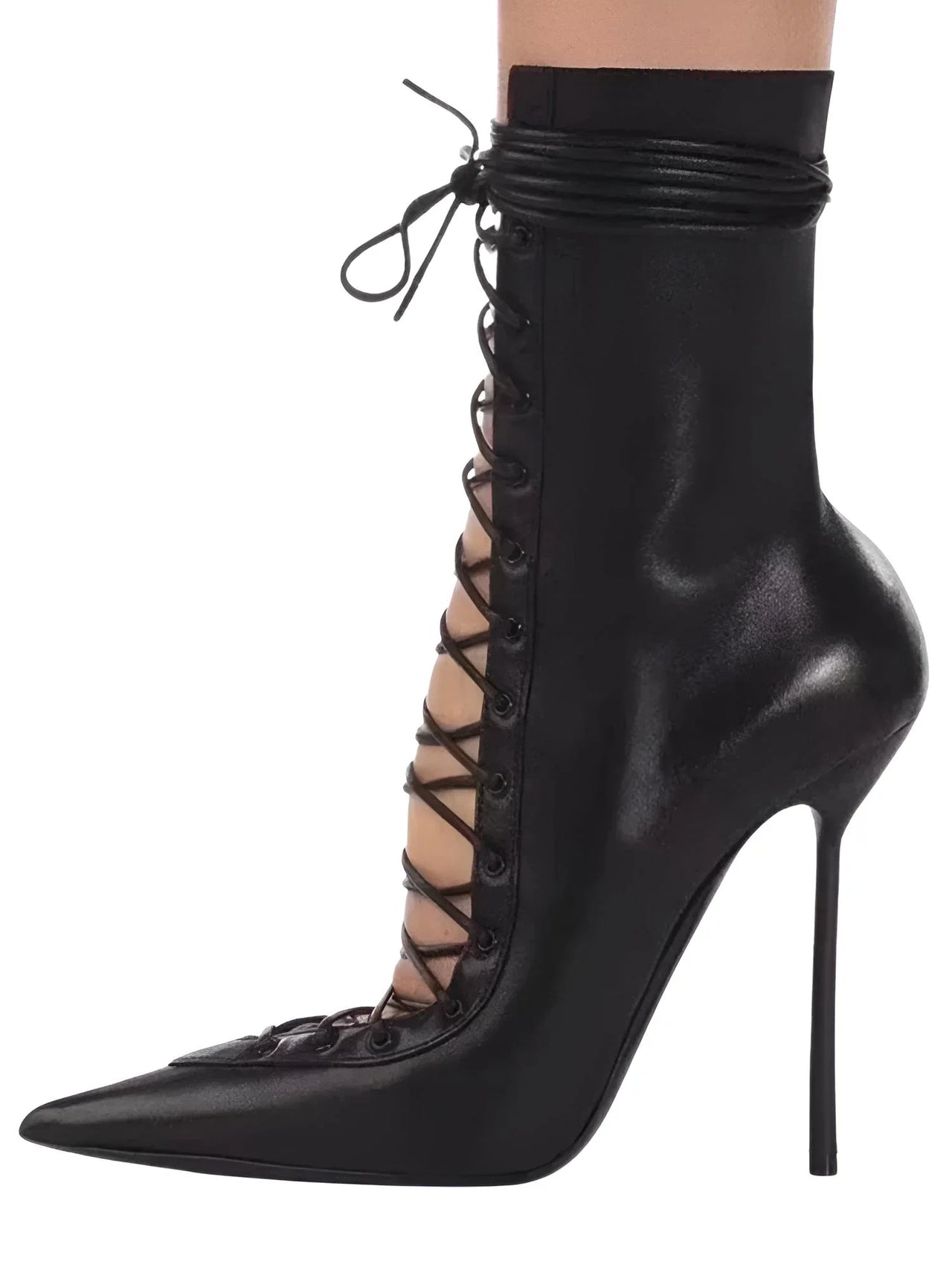 Women's Lace-Up Stiletto Boot Collection Side Zipper Slimming High Heels Sexy Knee Length Women's Boots, Drestiny, Ankle Boots, Knee-High Boots, Heels, High Heels, Stilettos, United States, USA, Canada, Australia, New Zealand, United Kingdom, UK, 6.5, 7.5, 8.5, 9, 9.5, 10, 10.5, 12, Black, Leopard Print, Brown, Cowboy Denim Blue, Cherry Red, Lipstick Red, Dark Brown, Red, women's lace-up stiletto boots, high heel lace-up boots, black lace-up stilettos, sexy ankle boots with laces, shopdrestiny.com