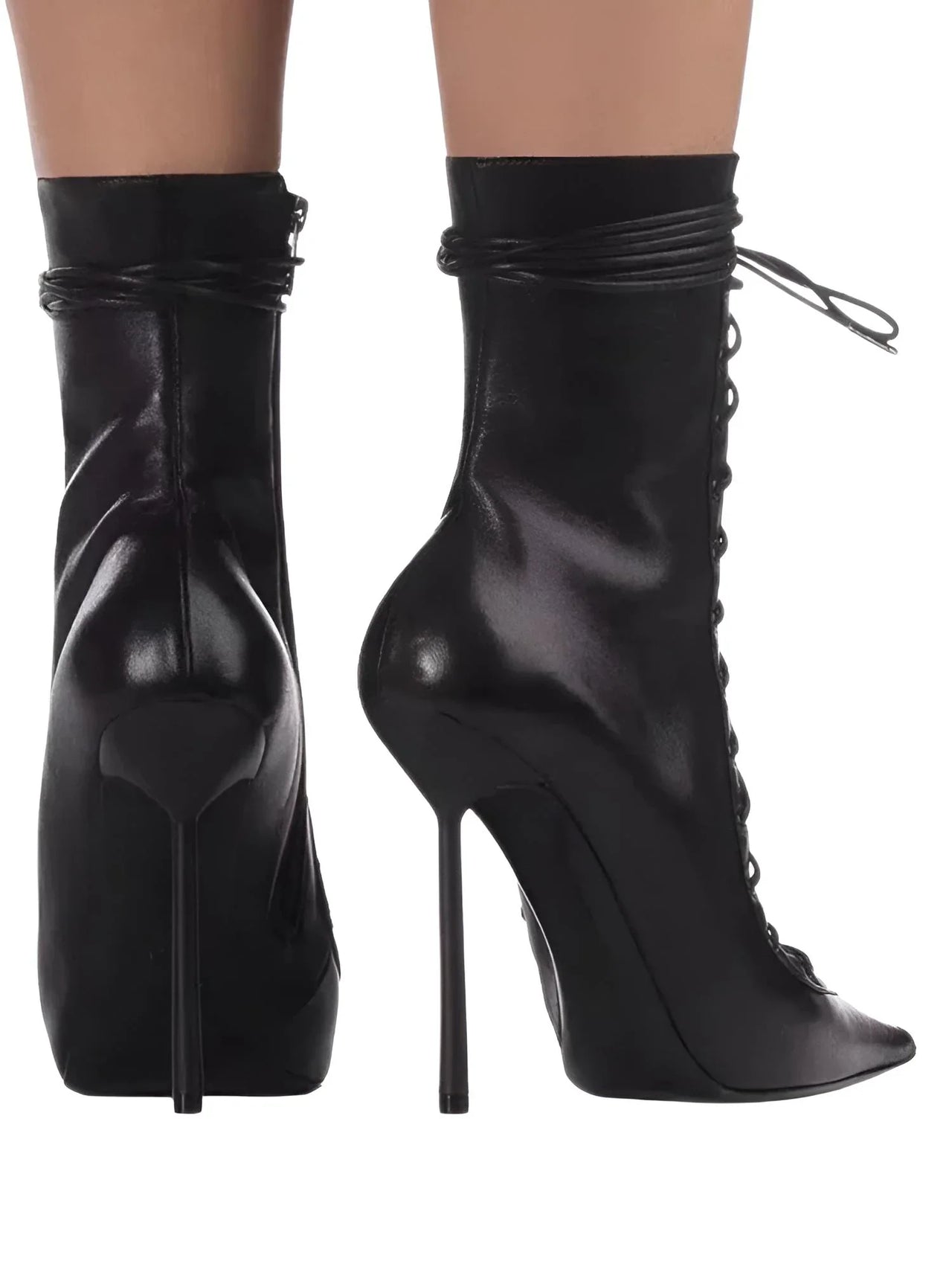Women's Lace-Up Stiletto Boot Collection Side Zipper Slimming High Heels Sexy Knee Length Women's Boots, Drestiny, Ankle Boots, Knee-High Boots, Heels, High Heels, Stilettos, United States, USA, Canada, Australia, New Zealand, United Kingdom, UK, 6.5, 7.5, 8.5, 9, 9.5, 10, 10.5, 12, Black, Leopard Print, Brown, Cowboy Denim Blue, Cherry Red, Lipstick Red, Dark Brown, Red, women's lace-up stiletto boots, high heel lace-up boots, black lace-up stilettos, sexy ankle boots with laces, shopdrestiny.com