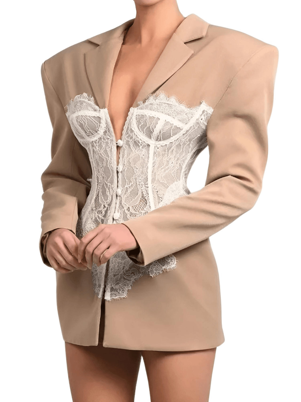 Women's Lace Corset Blazer Stitched Single Breasted Ladies Black Blazer Coat Vintage Women's Slim Suit Jacket New, Drestiny, Blazers, Black Blazers, Khaki Blazers, Women's Blazers, United States, Canada, Australia, New Zealand, United Kingdom, S, M, L, XL, Black, Khaki, 4, 6, 8, 10, 12, jackets, women's jackets, shopdrestiny.com