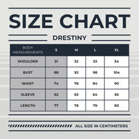 Thumbnail for Size chart for clothing measurements by Drestiny on a gray background