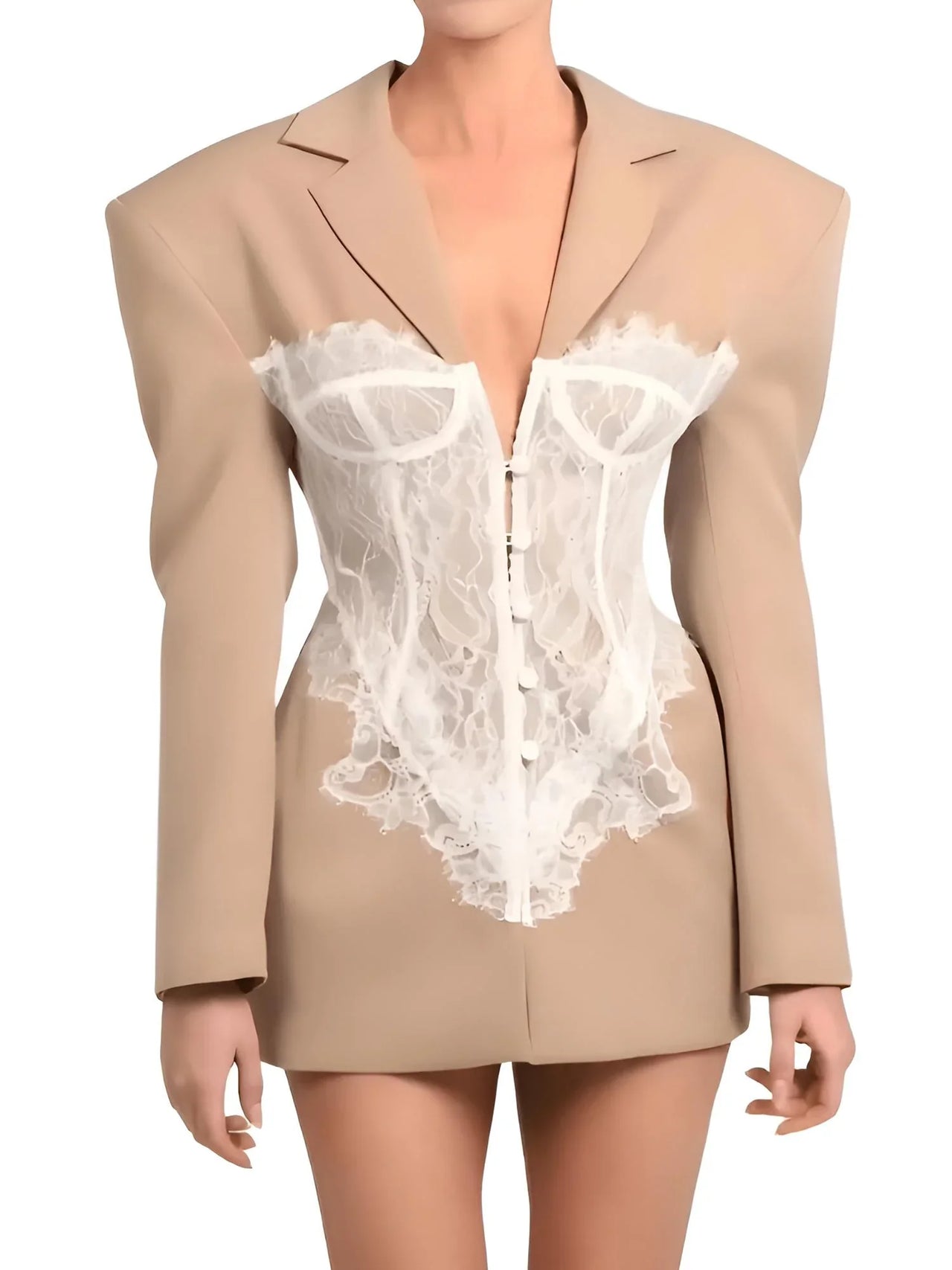 Women's Lace Corset Blazer Stitched Single Breasted Ladies Black Blazer Coat Vintage Women's Slim Suit Jacket New, Drestiny, Blazers, Black Blazers, Khaki Blazers, Women's Blazers, United States, Canada, Australia, New Zealand, United Kingdom, S, M, L, XL, Black, Khaki, 4, 6, 8, 10, 12, jackets, women's jackets, shopdrestiny.com