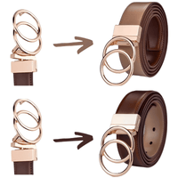 Thumbnail for Women's Leather Reversible Belt Double O Ring -, Belts , Drestiny , Australia, Belts, Black, Brown, Canada, Coffee, Dark Blue, Dark Brown, Gender_Women, Light Brown, New Zealand, United Kingdom, United States , Drestiny , www.shopdrestiny.com
