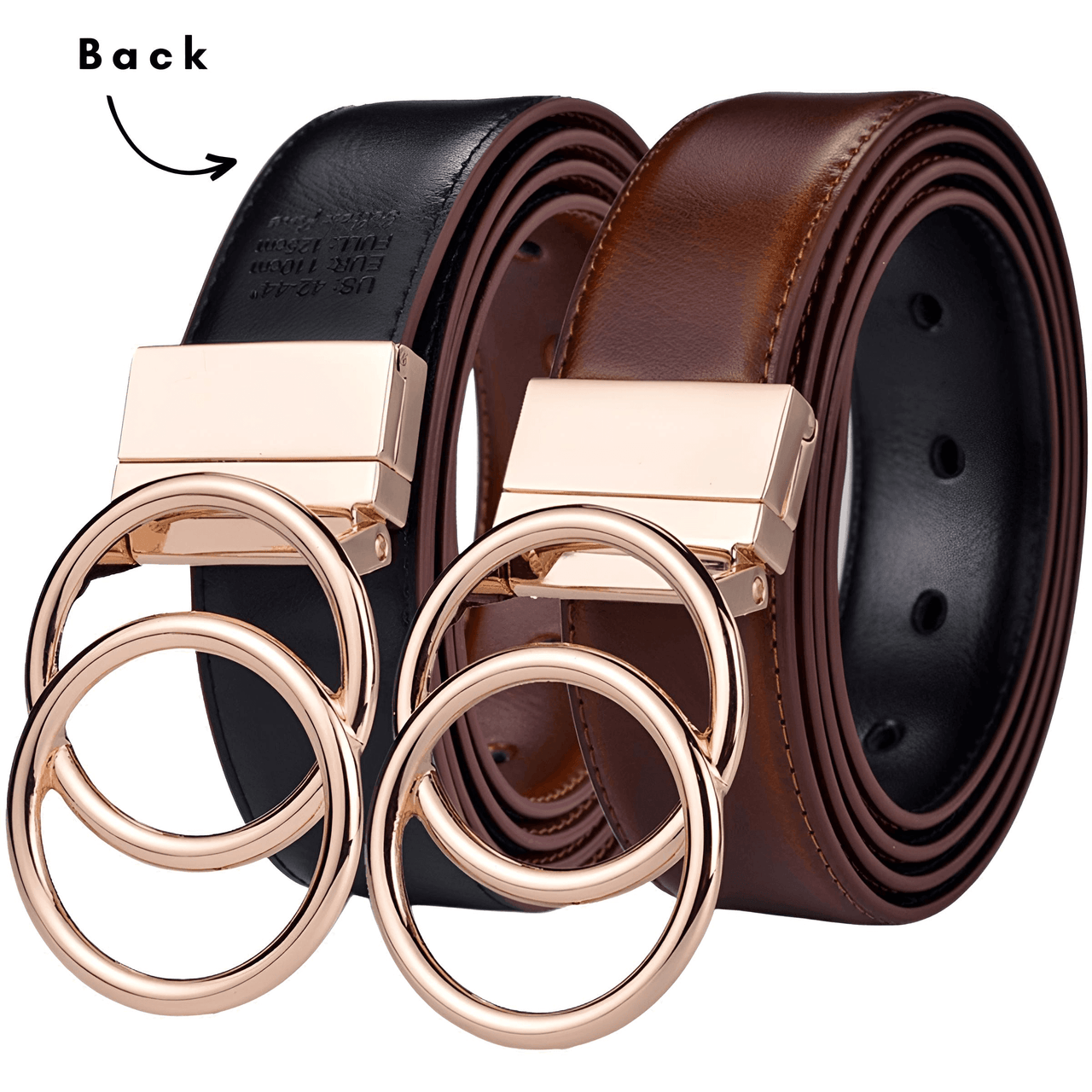 Women's Leather Reversible Belt Double O Ring -, Belts , Drestiny , Australia, Belts, Black, Brown, Canada, Coffee, Dark Blue, Dark Brown, Gender_Women, Light Brown, New Zealand, United Kingdom, United States , Drestiny , www.shopdrestiny.com