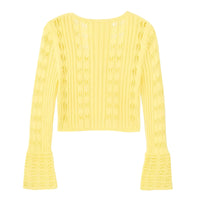Thumbnail for Yellow sweater with textured pattern on a white background