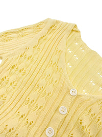Thumbnail for Yellow knitted cardigan with button details on a white background