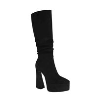 Thumbnail for Women's Long Pointed Toe Midi Boots Thick High Heels Platform Pleated Gogo Boots Ladies Winter Fashion, Boots, Heels, High Heels, Platform Boots, United States, United Kingdom, Australia, 4, 5, 6, 6.5, 7.5, 8.5, 9, 9.5, 10, 10.5, Black, Beige, Grey, Yellow Brown, shopdrestiny.com