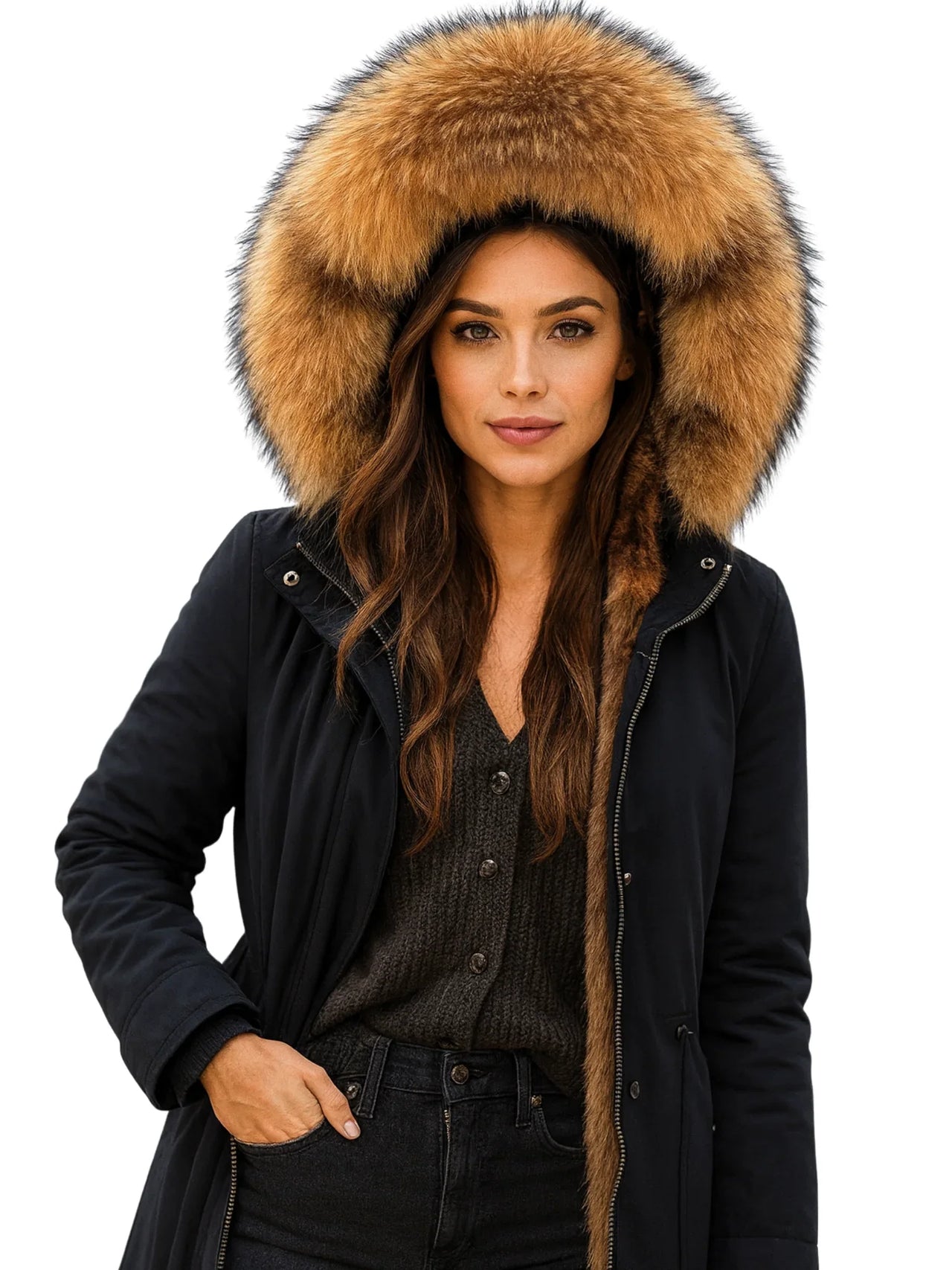 Women's Long Real Fur Coat Parka Waterproof -, Coats & Jackets , Drestiny , 4XL, 5XL, 6XL, 7XL, Australia, Black, Brown, Canada, Coats, Dark Brown, Dark Red, Grey, L, Light Grey, M, New Zealand, Olive Green, Red, S, Tan, United Kingdom, United States, XL, XXL, XXXL , Drestiny , www.shopdrestiny.com